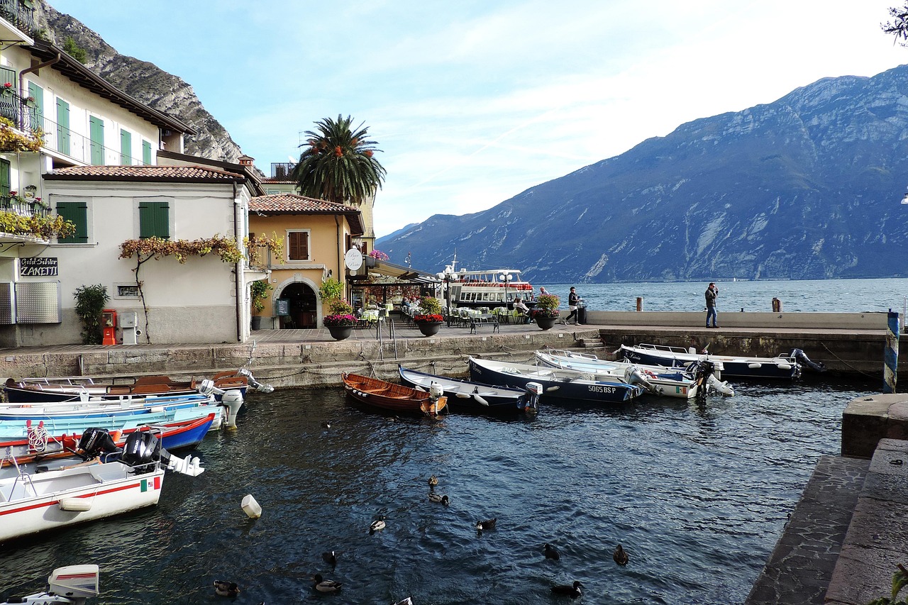 Panorama del Lago d'Iseo con montagne sullo sfondo e vegetazione rigogliosa lungo le rive.
