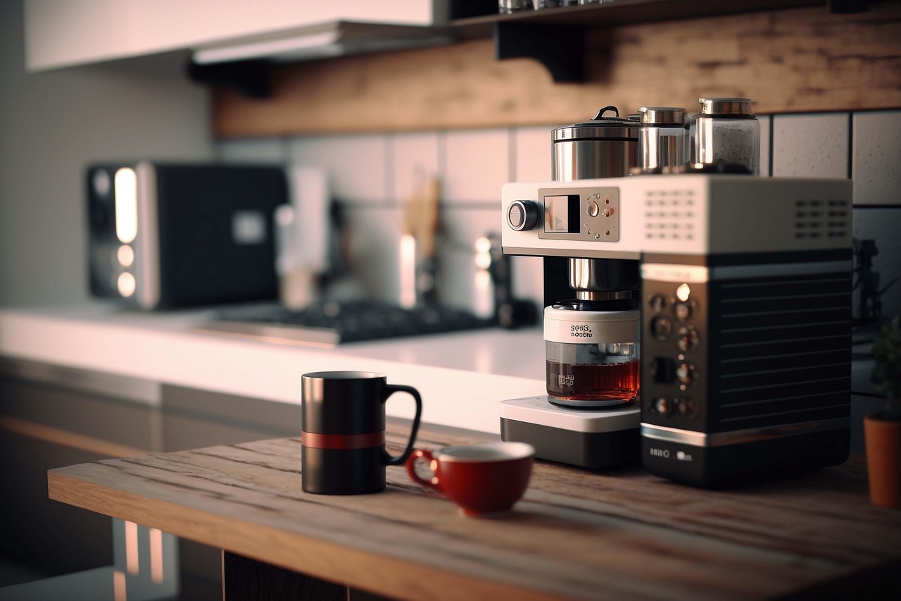 Robot da cucina moderno con display digitale e accessori, ideale per preparazioni rapide e versatili.